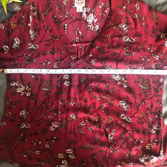 MOSSIMO - SZ XL BURGUNDY FLORAL BLOUSE - Picture 4 of 7